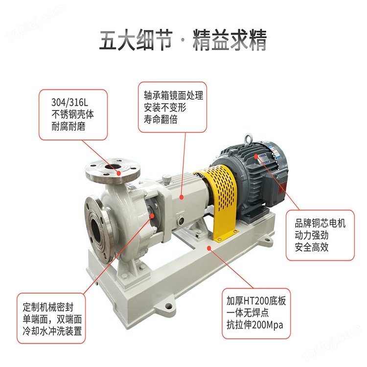JN/江南 JIH32-20-160 化工循环水泵 220V防爆抽甲醇泵 不锈钢卧式泵